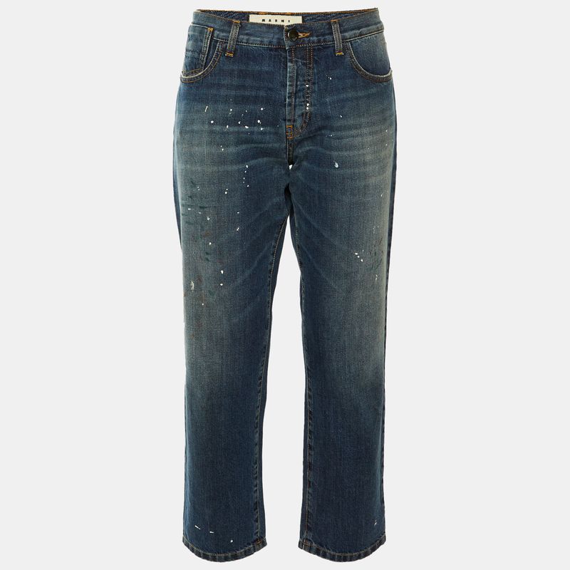 Marni Navy Blue Denim Low Waist Jeans S/M Waist 34"